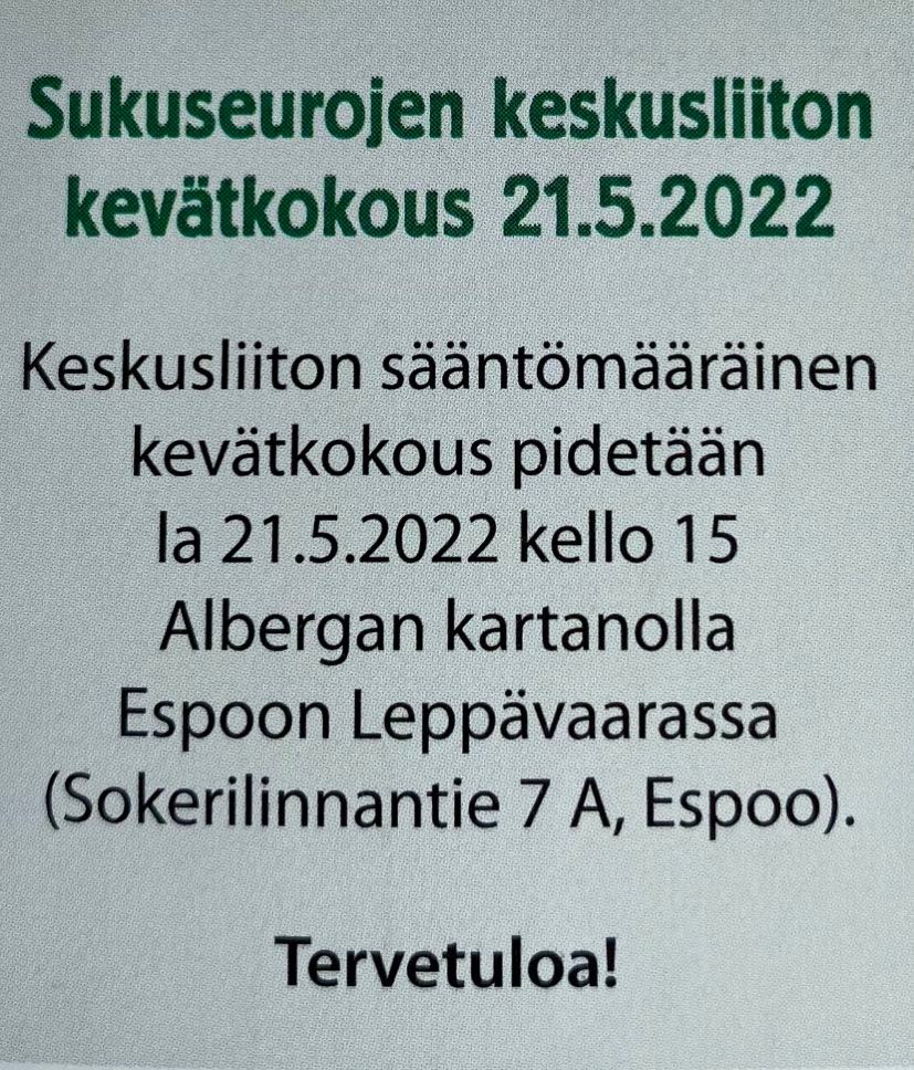 Tervetuloa keskusliiton kev&auml;tkokoukseen! Ennen kokousta mielenkiintoinen esitelm&auml; kello 13 alkaen.